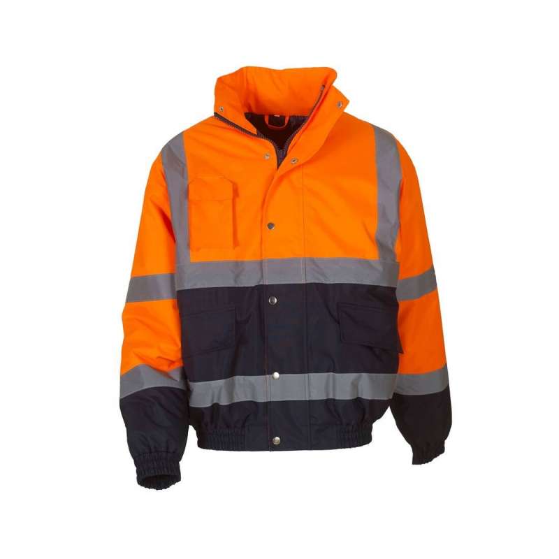 Casaco bomber alta visibilidade laranja/azul marinho - Materiais de escritório a preço grossista
