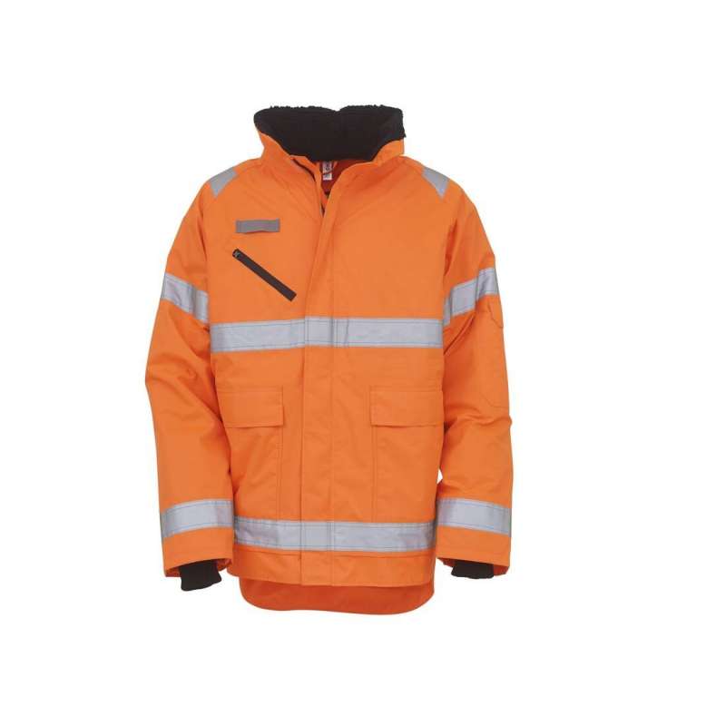 Hoogzichtbare oranje stormjas met Sherpavoering tegen groothandelsprijzen - kleding tegen de kou tegen groothandelsprijzen