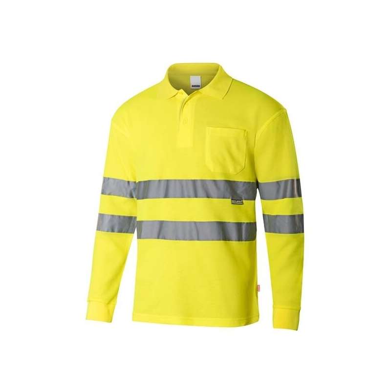 Polo alta visibilidad manga larga 100% algodón - Polo de mangas largas a precios de mayorista