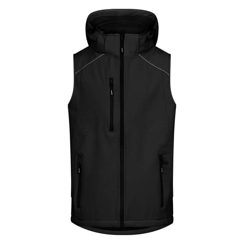 Verwarmde softshell bodywarmer met capuchon - Bodywarmer tegen groothandelsprijzen