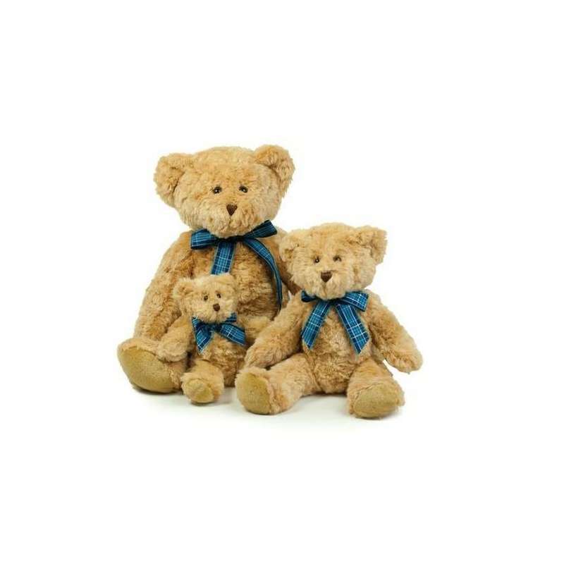 Heller Teddybär mit Karoband 25 cm zu Großhandelspreisen - Plüschspielzeug zu Großhandelspreisen