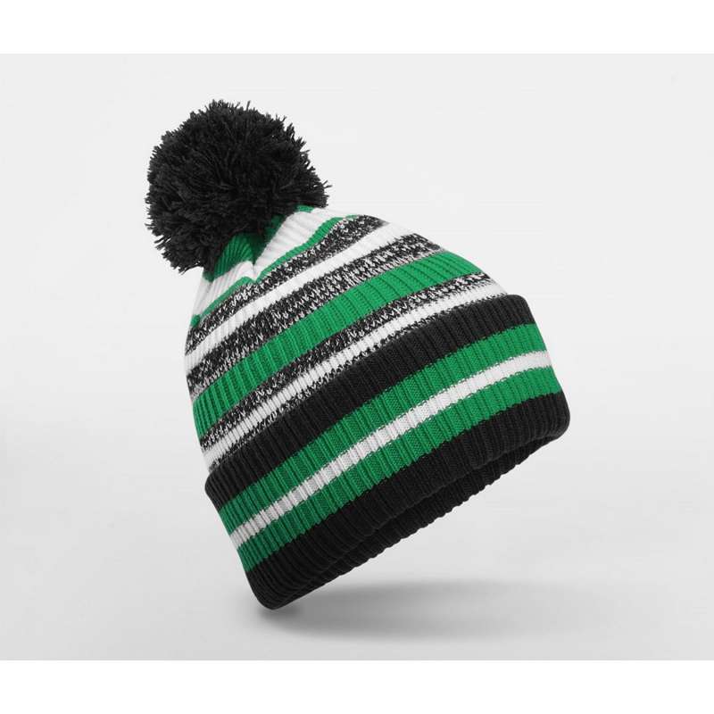 Oversized hue med pompon og striber - Hatte til engrospris