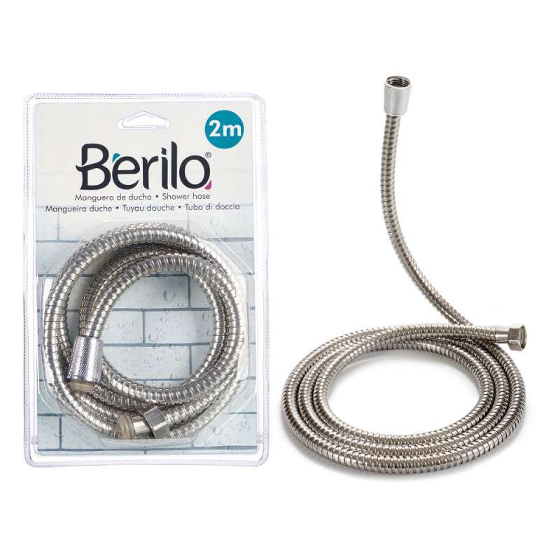 Slidstærk bruseslange i sØlvfarvet metal - bruser slange til engrospris