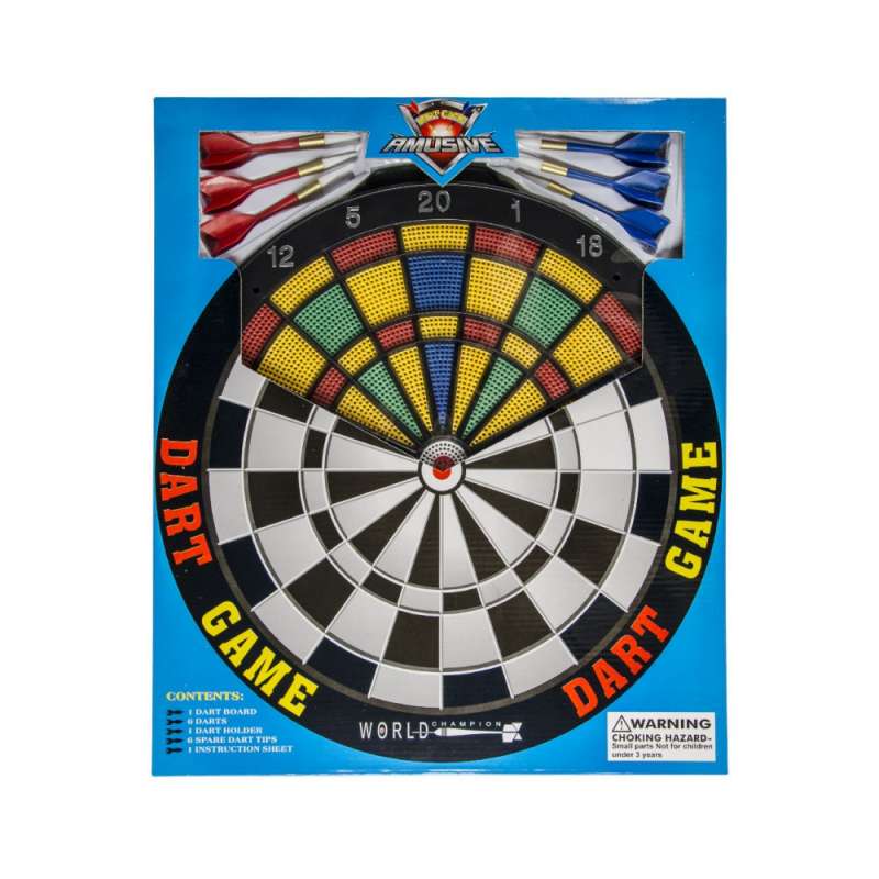 Houten dartbord met 6 dartpijlen - Dartset tegen groothandelsprijzen