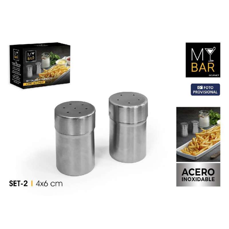 Juego de salero y pimentero de acero inoxidable de 4x6 cm - salero a precios de mayorista