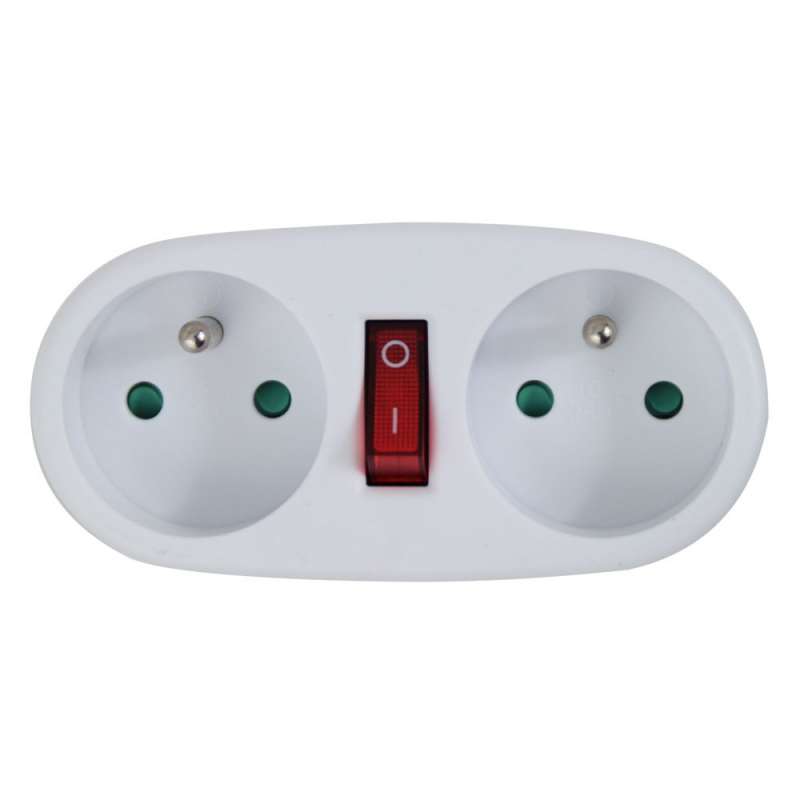 Distribuidor eléctrico de 2 tomas, compacto blanco - regleta a precios de mayorista