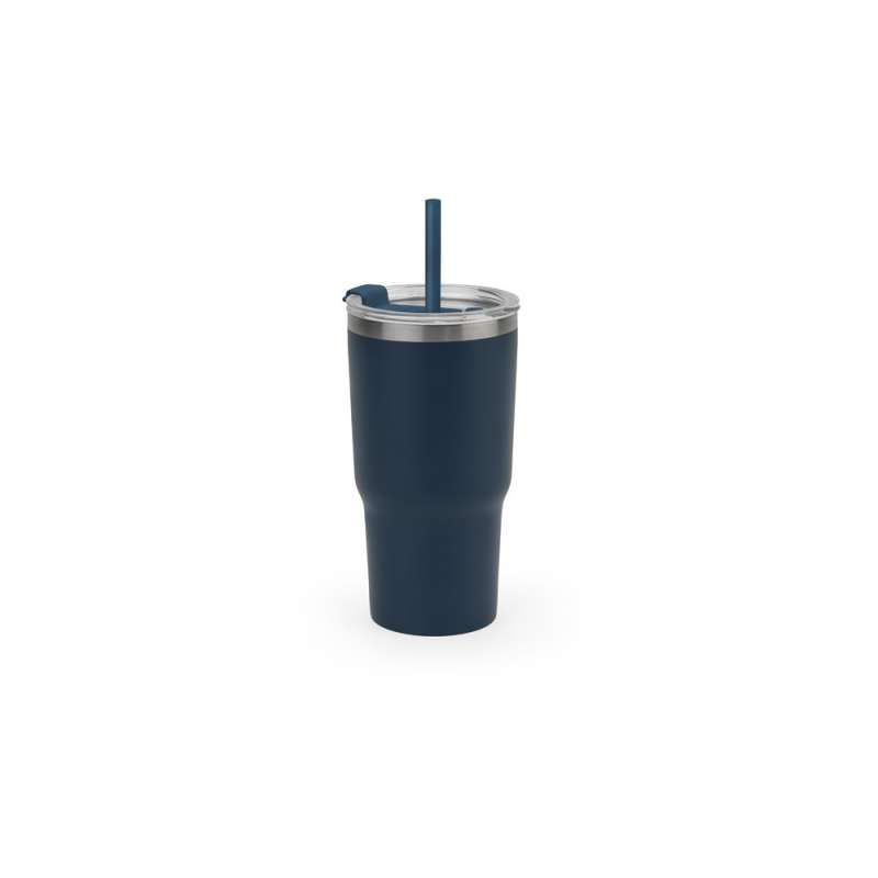 JOYNER M. Gobelet de voyage compact en acier inoxydable 91% recyclé avec double paroi isolée sous vide et finition mate 600 mL à prix de gros - Mug isotherme à prix grossiste