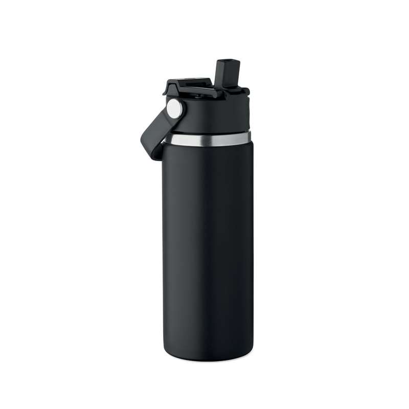 Garrafa térmica inox reciclado dupla parede com palhinha - Garrafa isotérmica a preço grossista