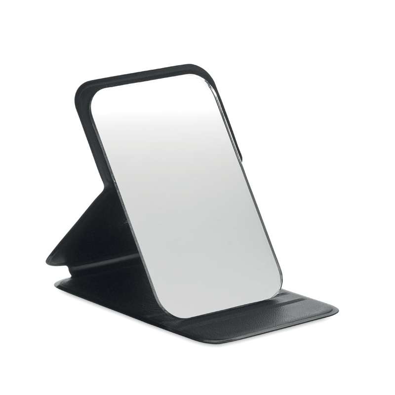 Foldbart makeup-spejl med PU-etui - Lomme-spejl til engrospris