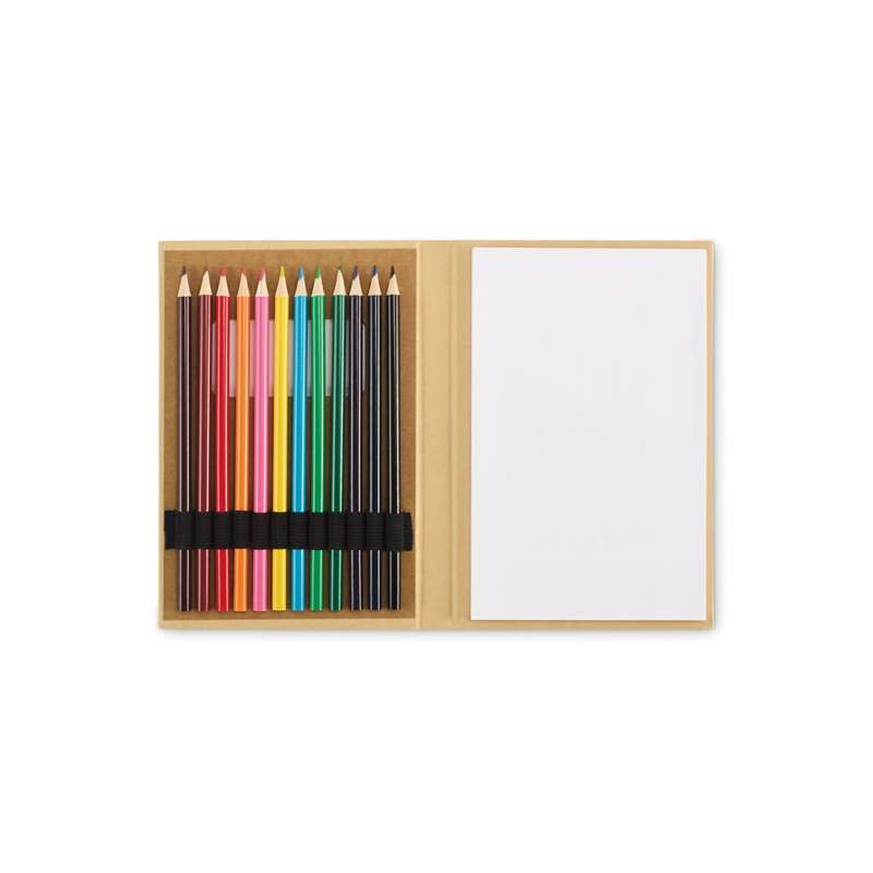Kreativt set för barn med återvunnet papper och träpennor - Rit- och färgläggningsmaterial till grossistpris