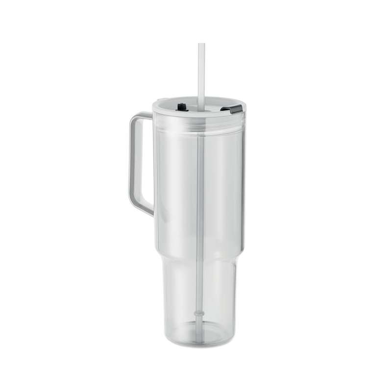 Ekologisk RPET-mugg med lock och sugrör - Hög muggtumbler till grossistpris