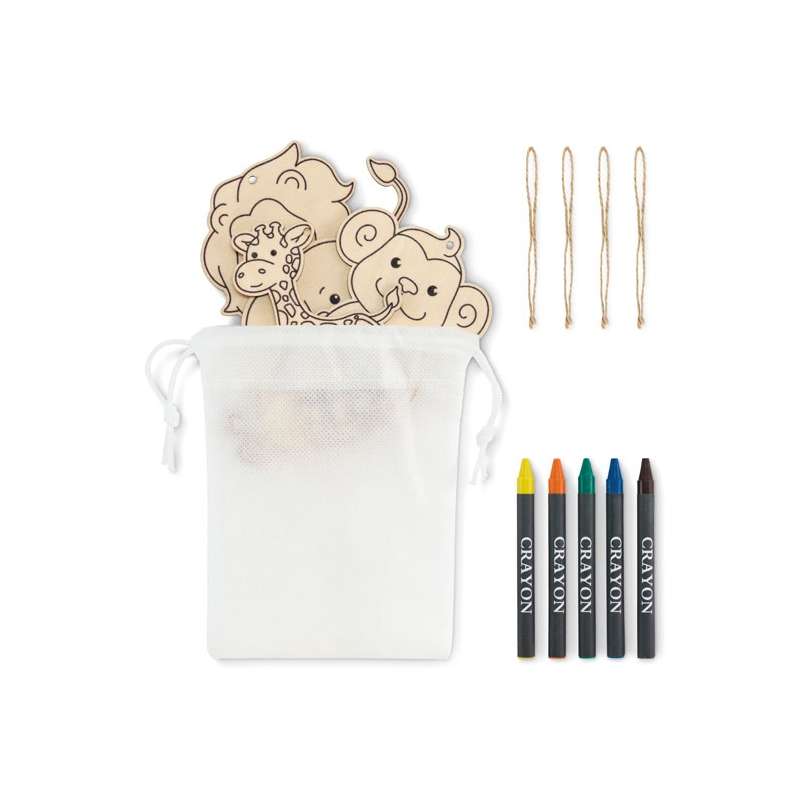 Juego creativo de colgantes animales de madera natural - Material de dibujo y coloreado a precios de mayorista