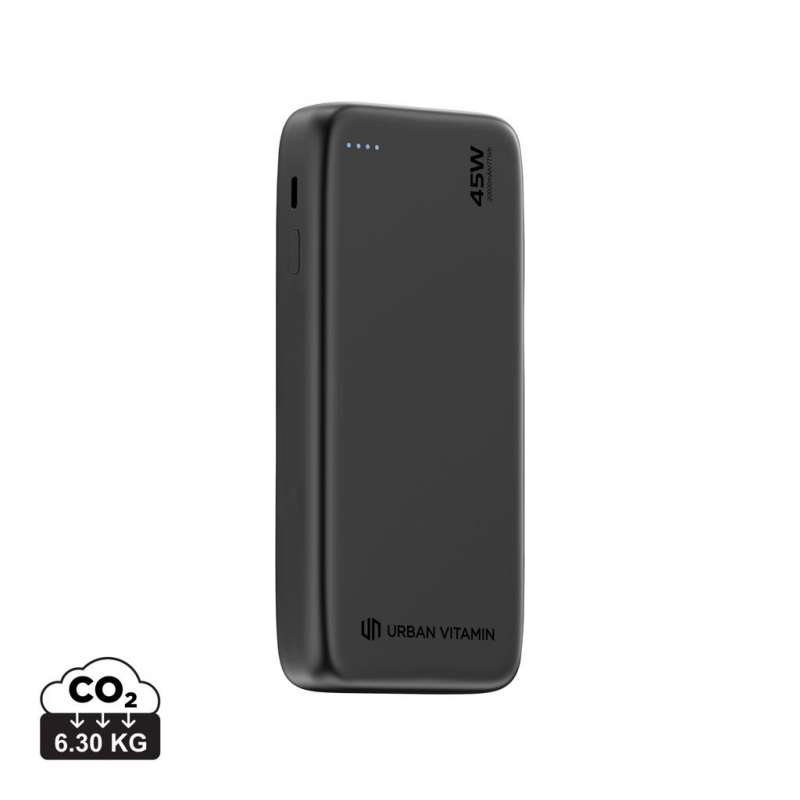 Bottiglia esterna 20.000 mAh 45W nera riciclata - Powerbank / batteria esterna a prezzi all'ingrosso