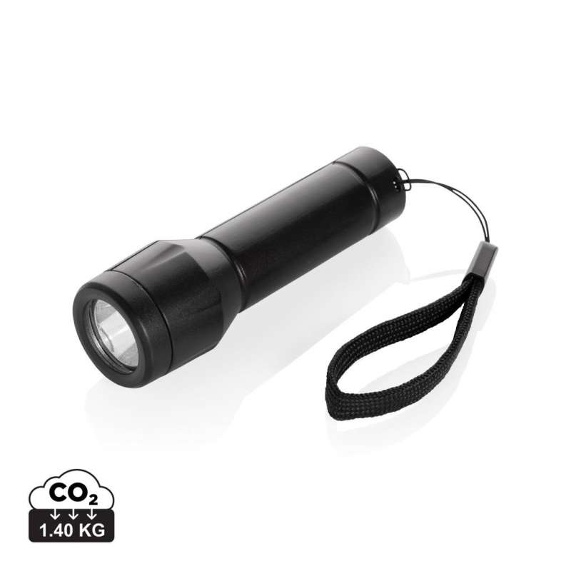 Genopladelig USB lommelygte i genbrugs-ABS sort - USB lampe til engrospris