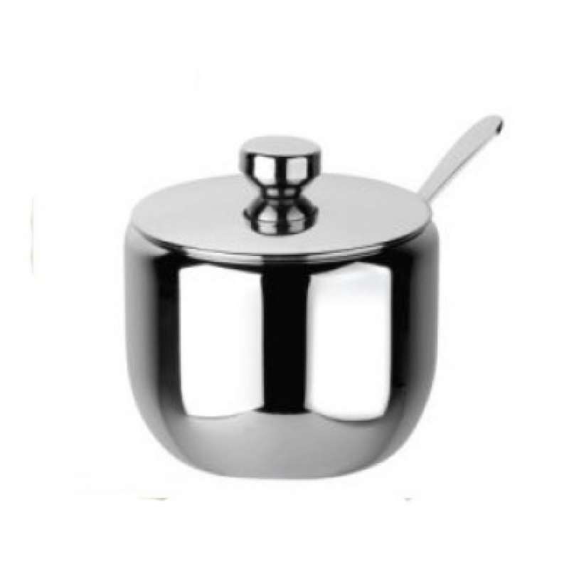 Elegant sølvfarvet sukkerkrukke med skefunktion til engrospris - sukkerkrukke til engrospris