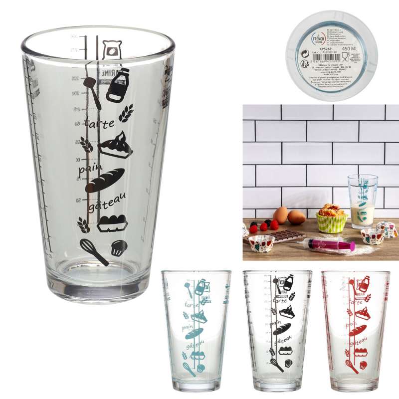 verre doseur 450ml verre, 3-fois assorti à prix grossiste - verre mesureur à prix de gros
