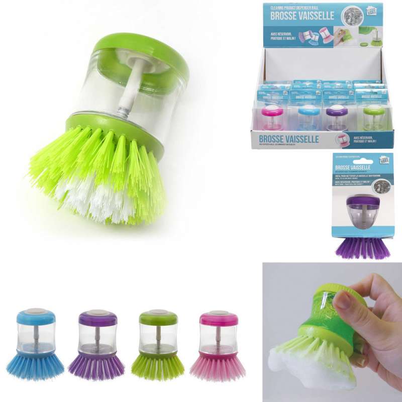 Cepillo lavavajillas con depósito integrado 4 uds. - cepillo de cocina a precios de mayorista