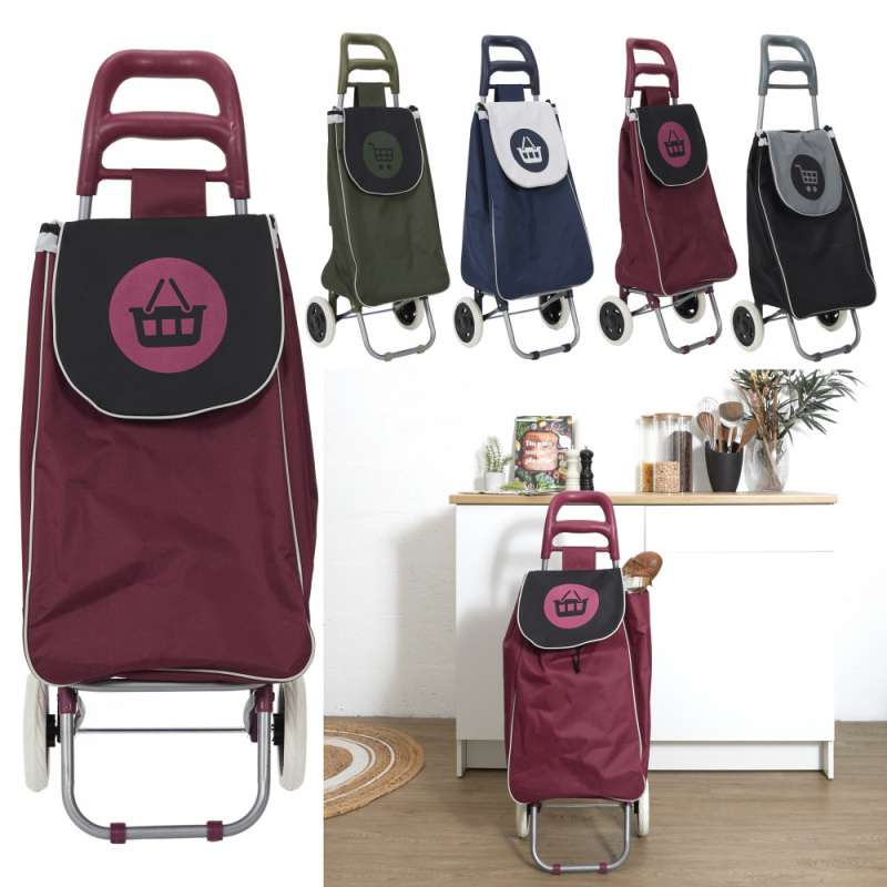 Carrinho de compras metálico de 2 rodas de 50 L - Carrinho de compras a preço grossista