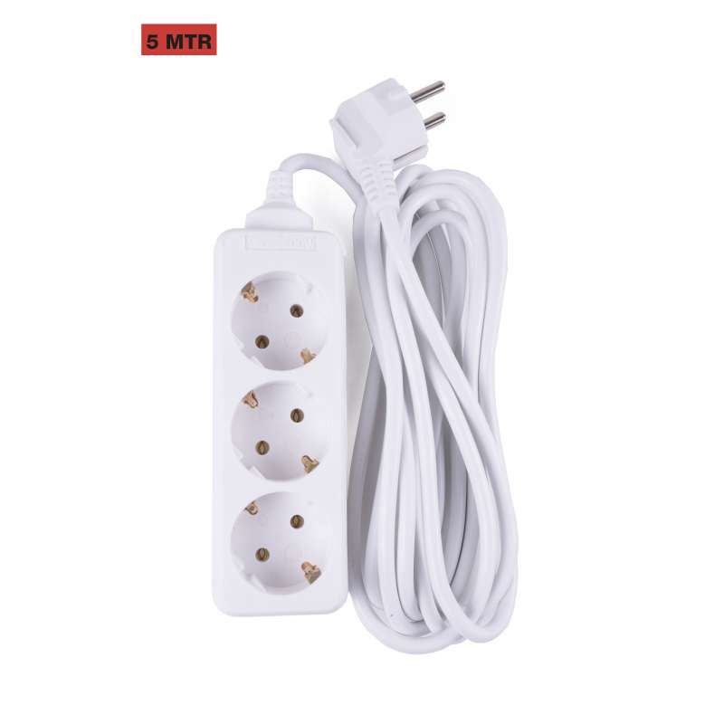 3-Wege Verlängerungskabel mit Erdung, 5 m - Verlängerungskabel zu Großhandelspreisen