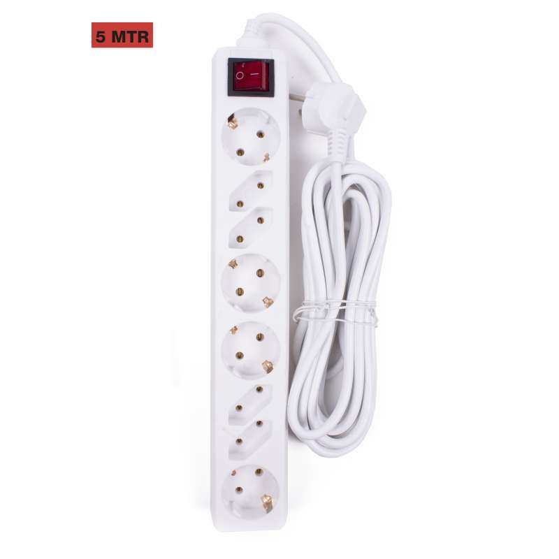 8-polige verlengkabel met schakelaar, 5 m tegen groothandelsprijzen - verlengsnoer tegen groothandelsprijzen