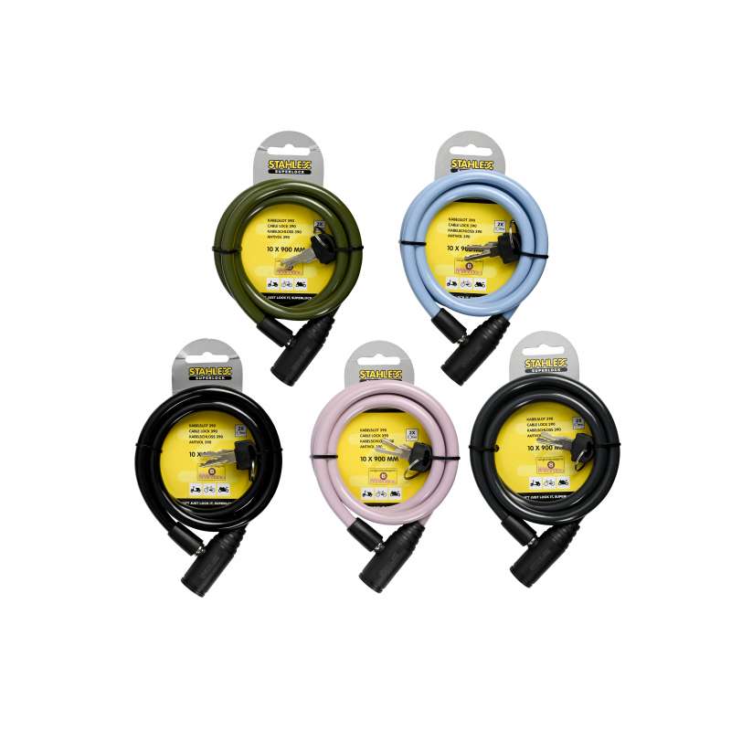 Cable antirrobo mixto de 10 x 900 mm - Candado de bicicleta a precios de mayorista