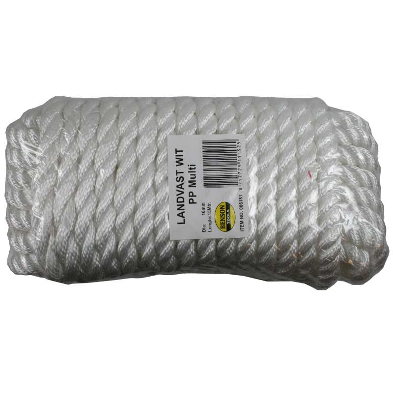 Corde d'amarrage 16 mm x 15 m blanche - corde à prix de gros