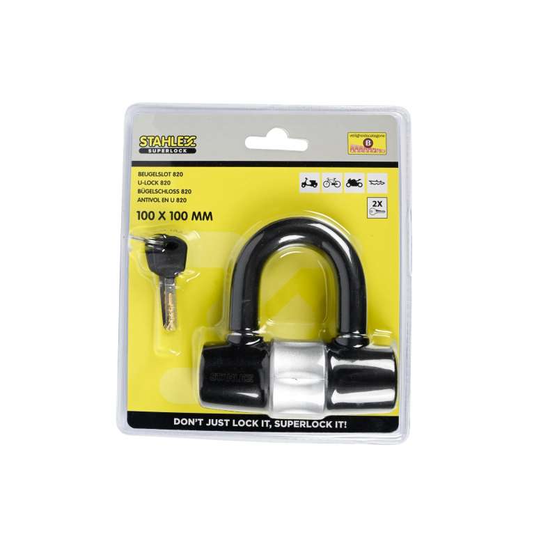 Antivol en U 820 100 x 100 mm compact à prix de gros - Antivol de vélo à prix grossiste