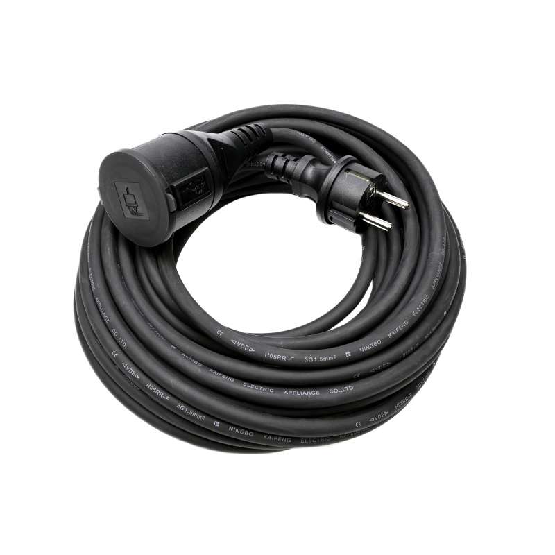 Gummiforlænger 15 m 3 x 1,5 mm - forlængerledning til engrospris