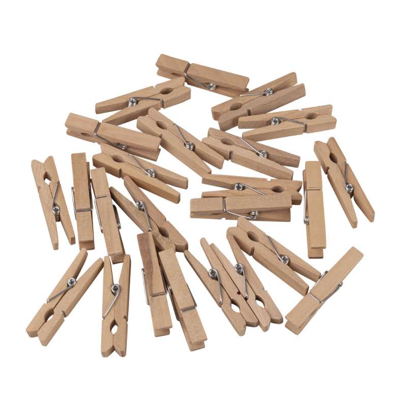 Pinzas para la ropa de madera natural, 24 uds. - Pinza de ropa a precios de mayorista