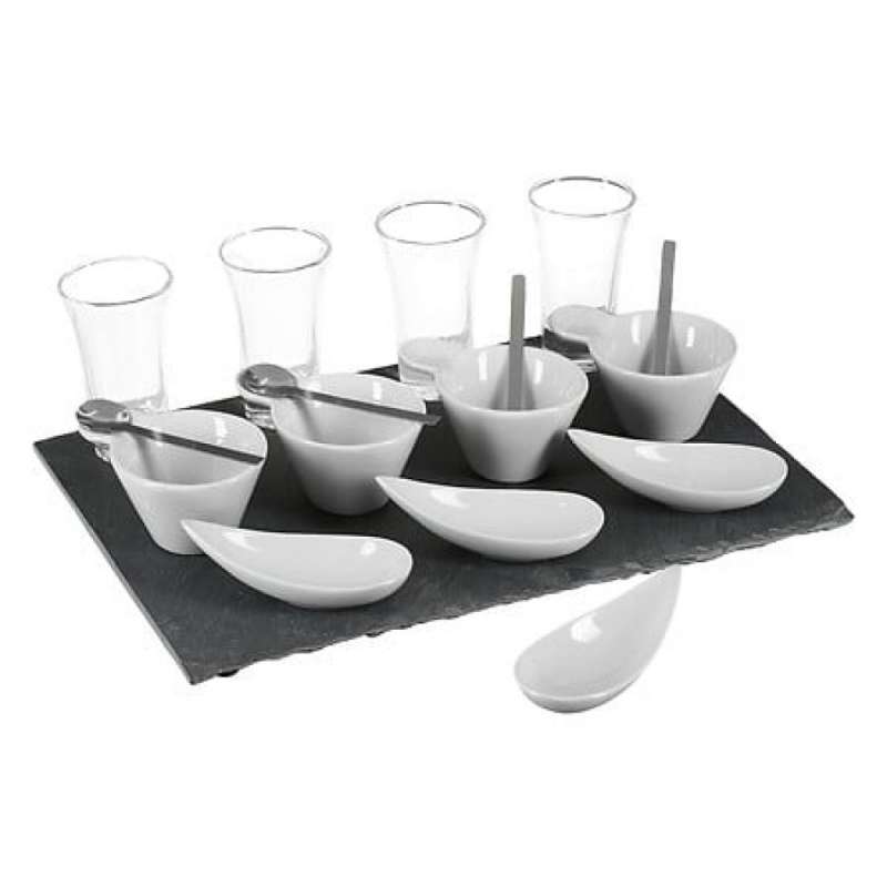 set aperitif ardoise 17p, noir - Verrine à prix de gros