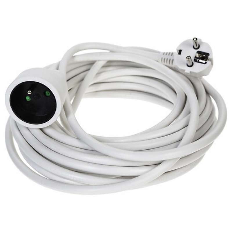 Cabo de extensão de terra de 10 m em PVC branco - rallonge elétrica a preço grossista