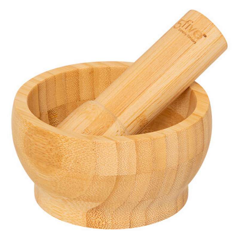 Natuurlijke bamboe vijzel en stamper tegen groothandelsprijzen - mortier tegen groothandelsprijzen