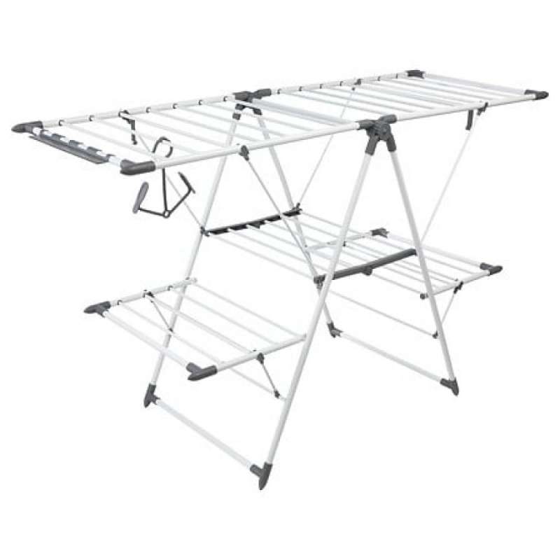 cabide de dois andares em aço cinzento a preço grossista - secador de roupa a preço grossista