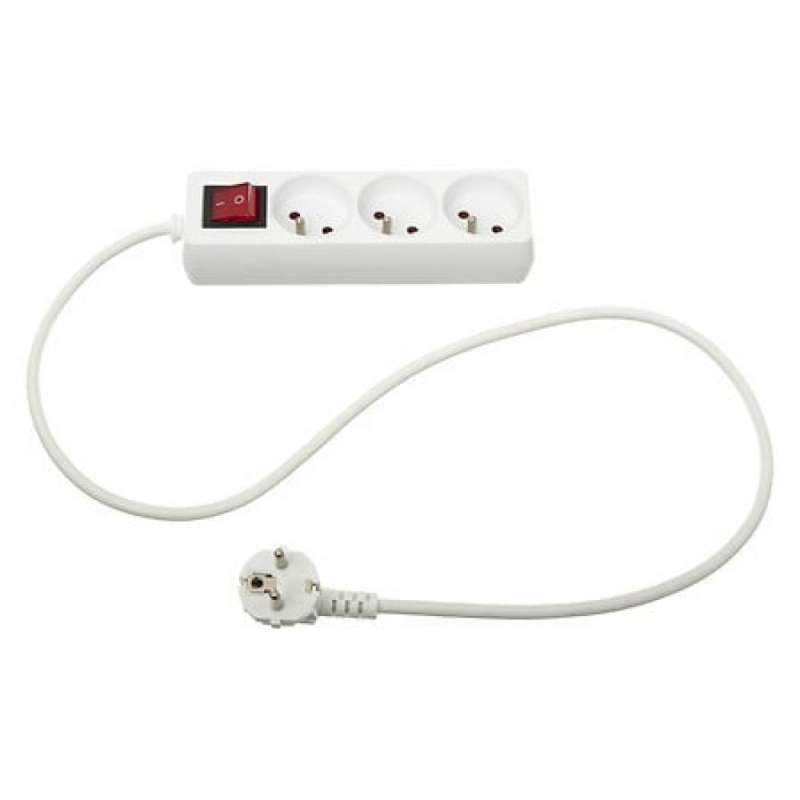 Hvid 3-vej stikkontakt med kabel - multikontakt til engrospris