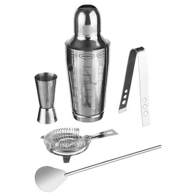 Cocktail-Set aus Edelstahl, 5-teilig, silber zu Großhandelspreisen - Shaker zu Großhandelspreisen