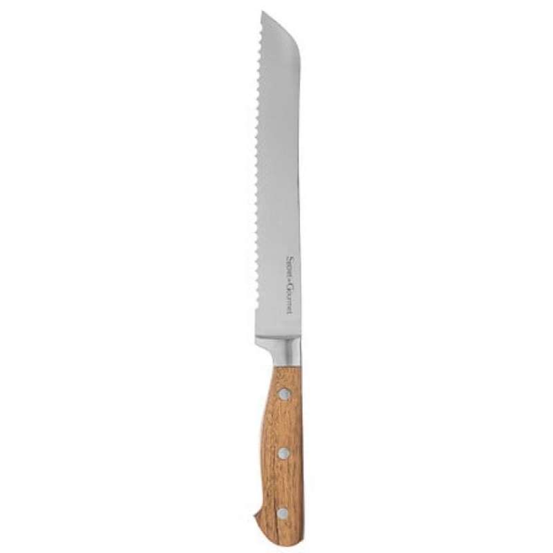 Coltello da pane in acciaio inox e acacia beige - coltello da pane a prezzi all'ingrosso