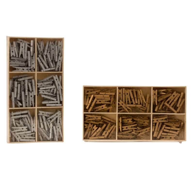 Pinces à linge en bois or / argent l 2,5cm, prix à prix grossiste - Pince à linge à prix de gros