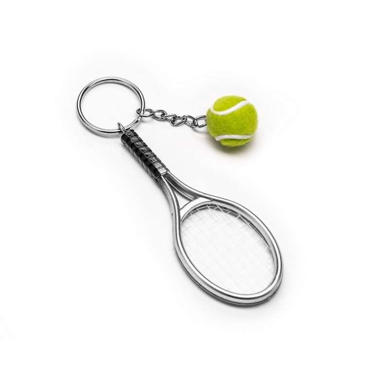 Metalen sleutelhanger met tennisracket - tennis sleutelhanger tegen groothandelsprijzen
