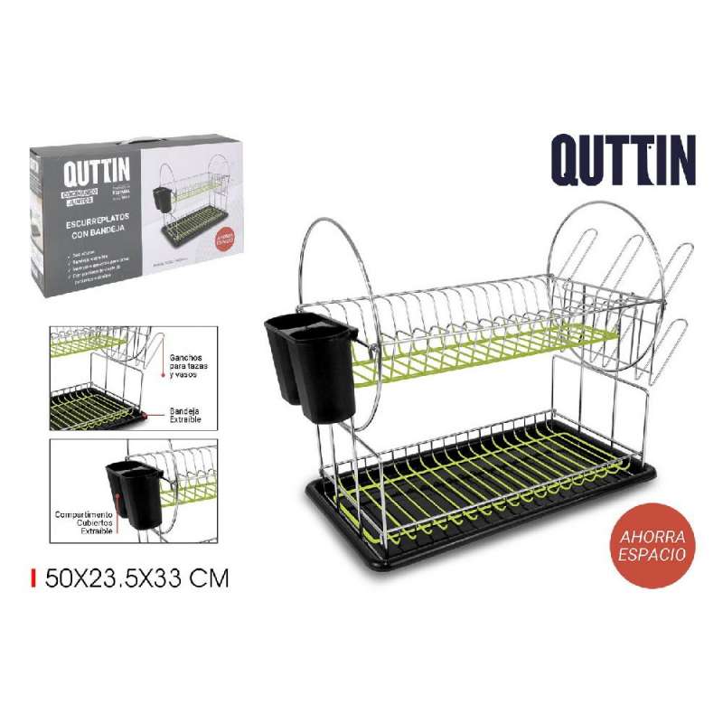 Escurridor de plástico con práctica bandeja - escurreplatos a precios de mayorista