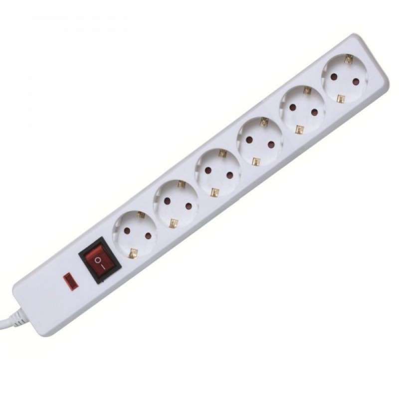 6-polig wit verlengsnoer met bescherming tegen groothandelsprijzen - verlengsnoer tegen groothandelsprijzen