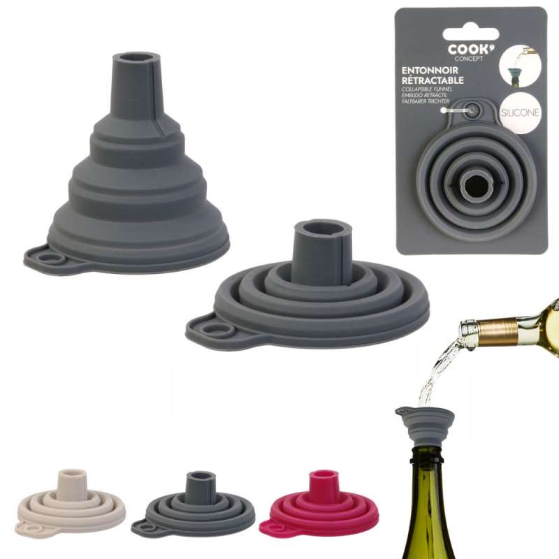 Funil retrátil em silicone colorido - funil a preço grossista
