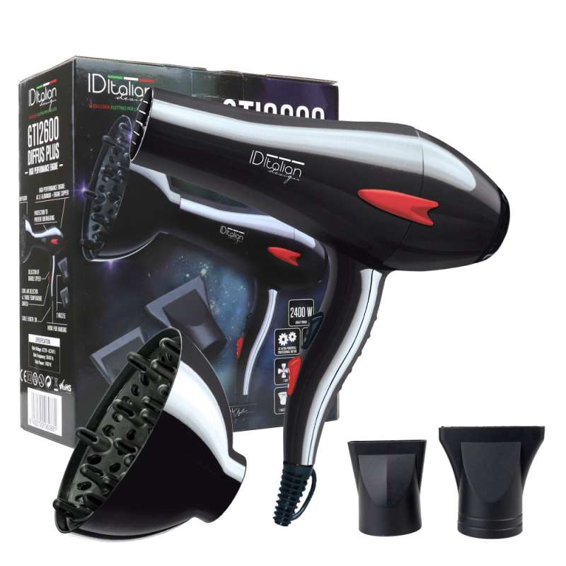 Secador negro profesional con difusor - Secador de pelo a precios de mayorista