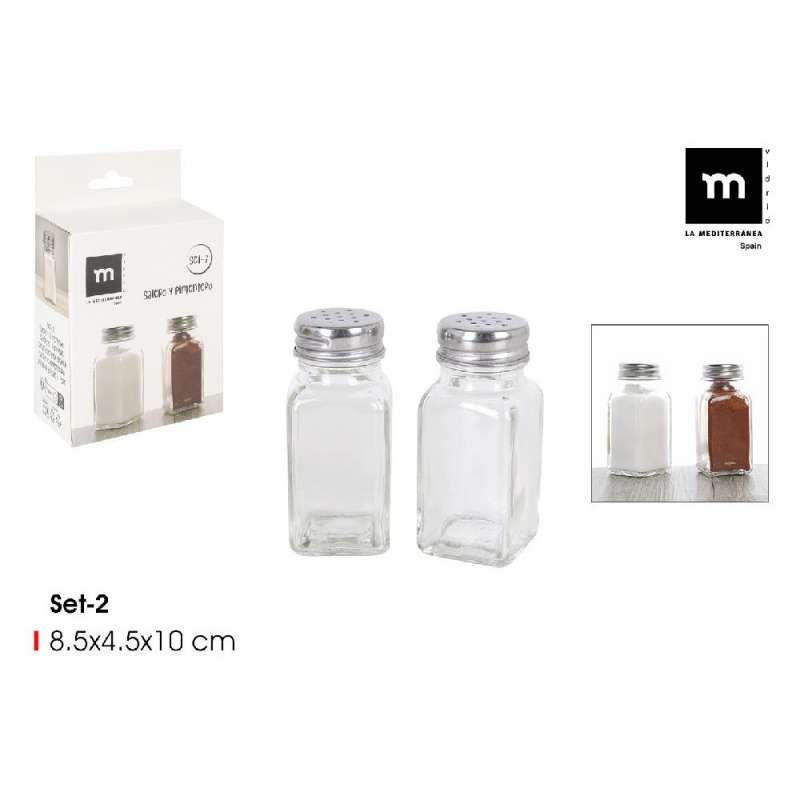 Salero y pimentero de cristal transparente - salero a precios de mayorista