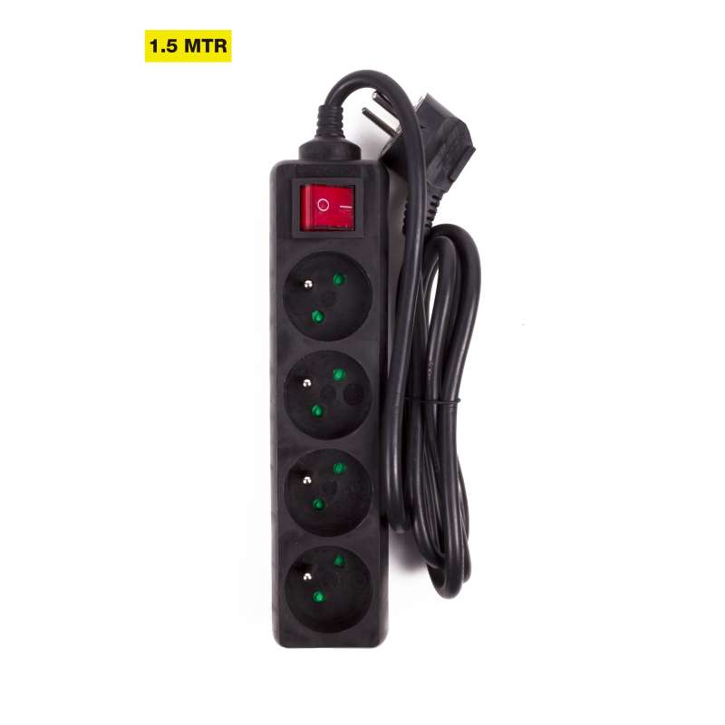Vierfach-Steckdosenleiste mit Schalter, Schwarz zu Großhandelspreisen - Verlängerungskabel zu Großhandelspreisen