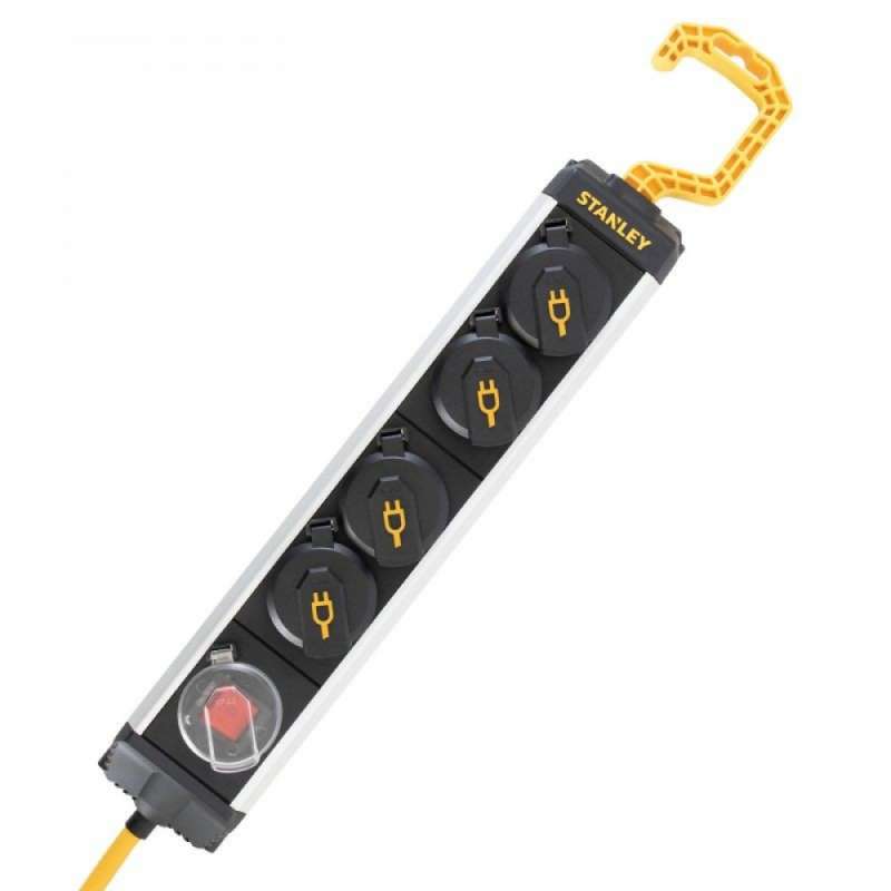 Cabo de extensão de alumínio cinzento e preto com 4 tomadas - rallonge elétrica a preço grossista