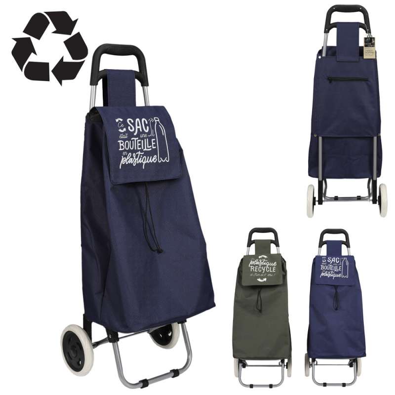 Polyester-Einkaufswagen blau 2 Räder - Einkaufswagen zu Großhandelspreisen