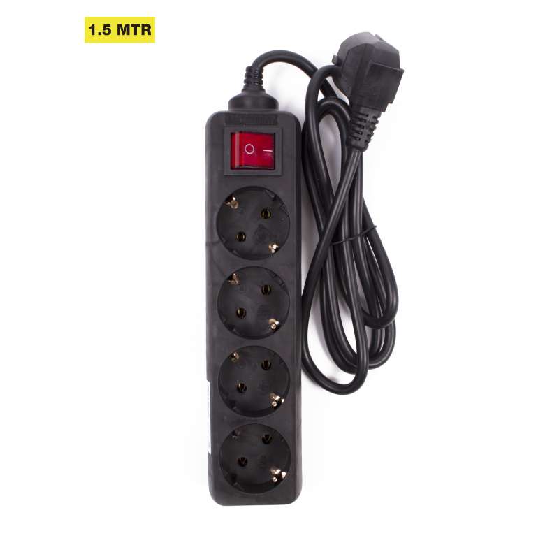 Cabo de extensão preto de 4 tomadas com interrutor - rallonge elétrica a preço grossista