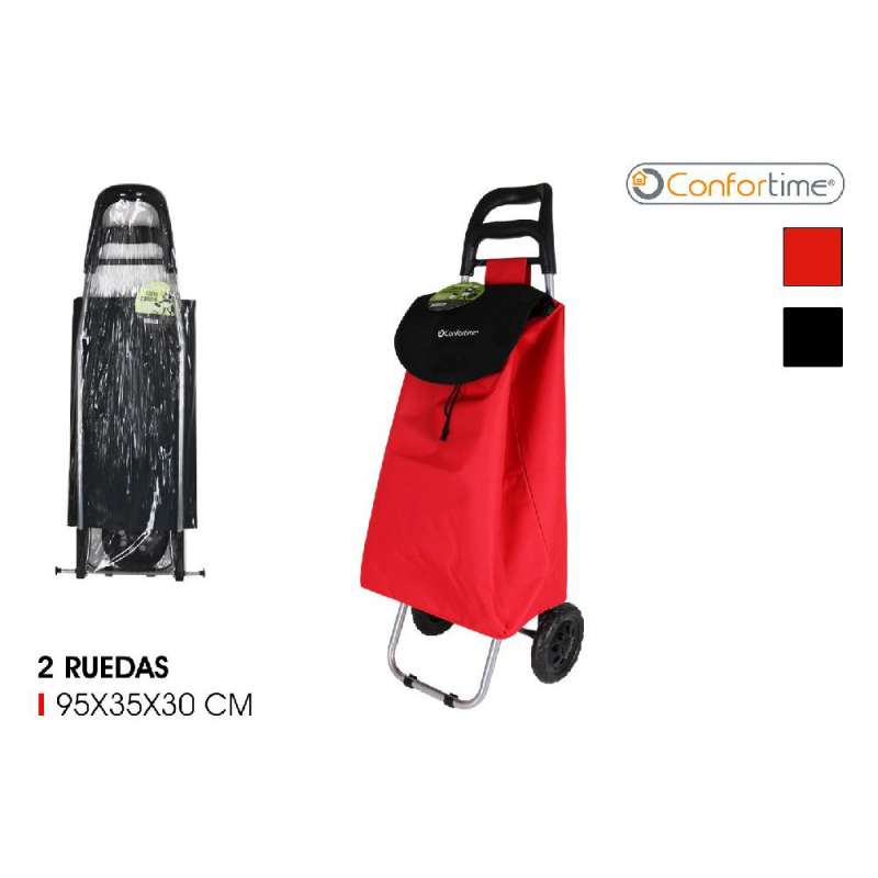 Carro de la compra rojo ergonómico con cómodas asas - Carro de compra a precios de mayorista