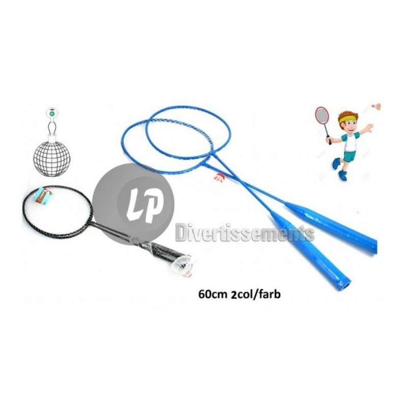 Conjunto de badminton com 2 raquetes coloridas 60cm a preço grossista - Jogo de badminton a preço grossista