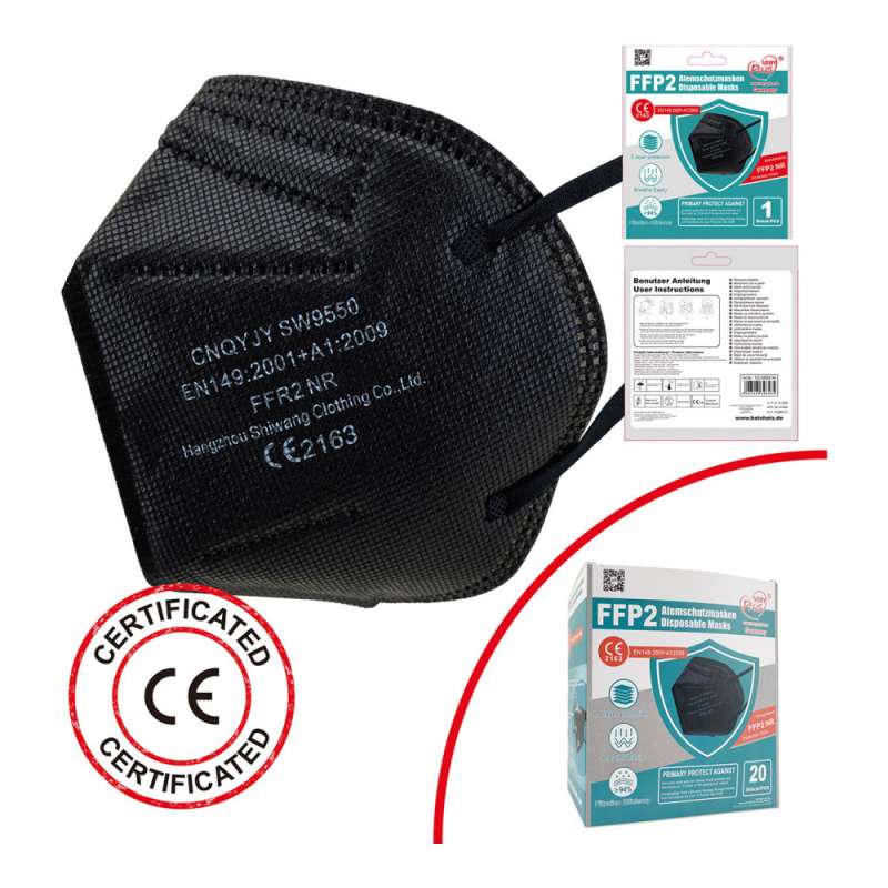 Schwarze FFP2 NR-Maske aus Polyester - FFP2-Maske zu Großhandelspreisen